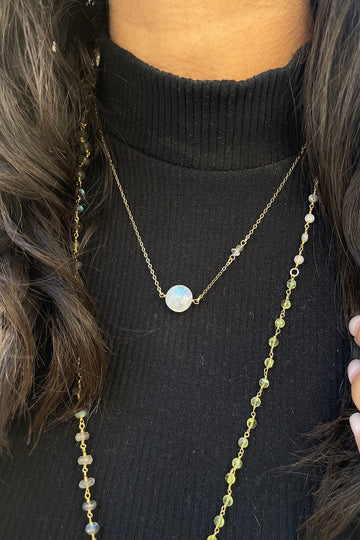 MACARON NECKLACE- RAINBOW MOONSTONE